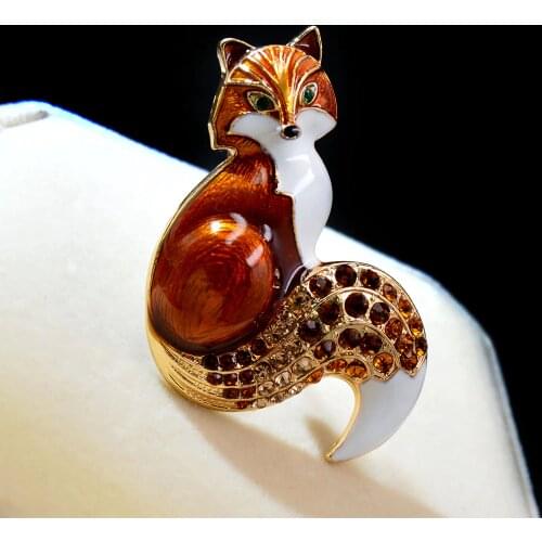 CINDY XIANG New Arrival Rhinestone Fox Brooches For Women Enamel Animal Pin Brooch 6 Colors Available Winter Design Coat Jewelry