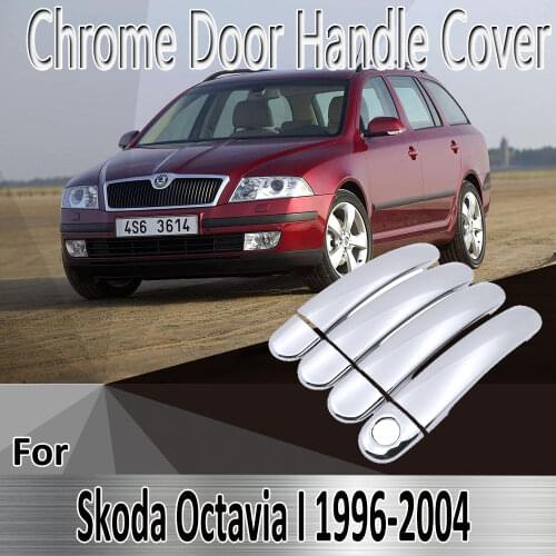 For Skoda Octavia I A4 1U 1996~2004 1997 2002 Styling Stickers Decoration Chrome Door Handle Cover paint Refit Car Accessories