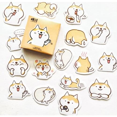 45 pcs/ Box Cute Puppy Shiba Inu Decorative Stickers Scrapbooking DIY Diary Album Stick Label Decor Student Supply