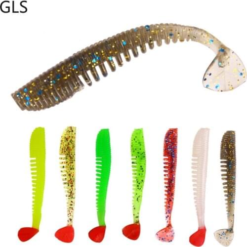 GLS Brand Professional 8cm/2.5g Worm Soft Lures Silica Gel Spiral Pattern Sea Bass Wobbler Swim Bait 10/Pcs 2021 New