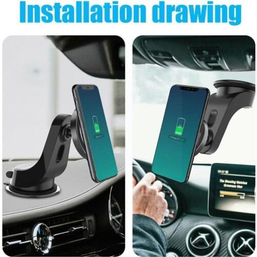 Adhesive Car Dashboard Mounted Wireless Phone Charger 15W Base Charging Magnetic Fast Cellphone Charging Windshield Holder B3C8