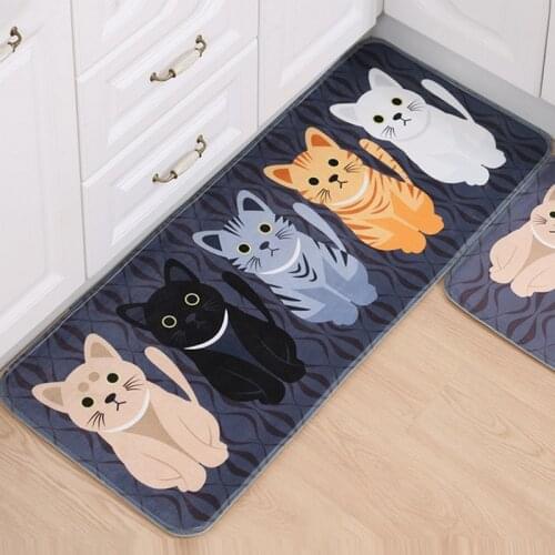 Fashion Floor Mats Cartoon Cushion Cat Printed Carpets Doormats For Kitchen Bathroom Living Room Anti-slip Pad He