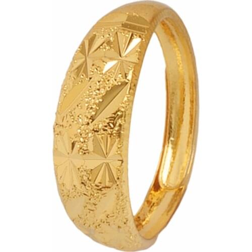 Copper Base & Gold Color Dubai Small Ring for Womens Girls Arab Middle East Jewelry African Wedding Bangs Bridal Gifts #J0496
