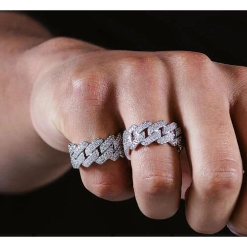 New fashion Iced Out Bling 5A Micro Pave Cubic Zirconia Hip Hop Ring For Men Boy Cuban Chain Engagement Band CZ PARTY JEWELR