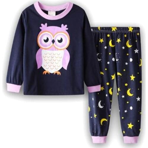 New Kids Owl Pijamas Sleepwear Girl Pyjamas Boys Pajamas Sets 90-130cm Clothes Nightwear Homewear Toddler Clothes Garcon Suits