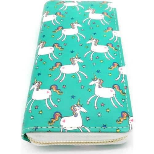 New Trendy Unicorn Animal Pattern PU Wallet Lovely Ladies Wallet Purse Small Moneybag Coin Purse