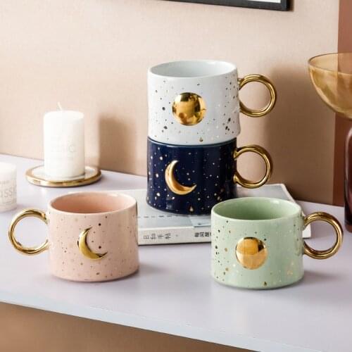 New Arrival Fashion Ceramic Coffee Mug 300ml Star Couple Cup Nordic Office Teacup WF