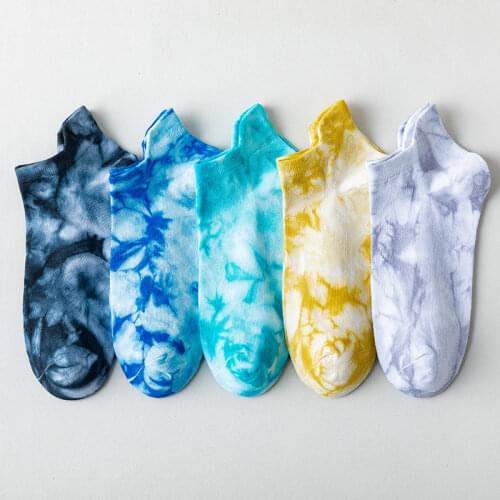 New summer socks Korea ins tie-dye boat socks trend low cut breathable socks student color cotton socks novelty wholesale socks