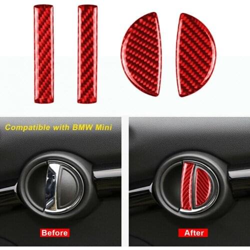 Excellent 4Pcs/Set Practical Adhesive Door Handle Panel Decor Sticker Carbon Fiber Panel Trim Sticker Durable