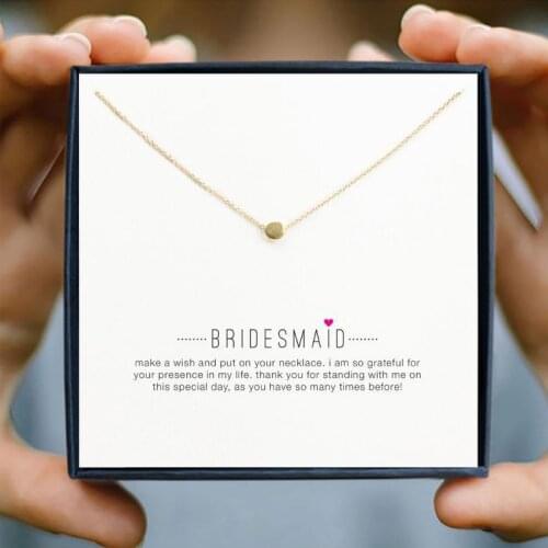 Icareu Round Dots Necklace For Bridesmaid Wish Card Gold Chain Clavicle Short Necklaces Valentines Day Gift Box Jewelry 2021