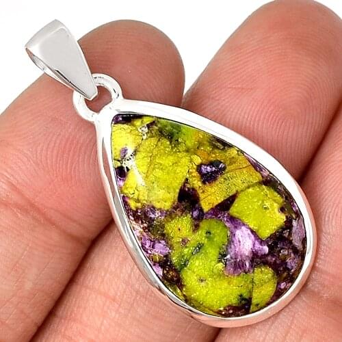 Genuine STICHTITE Pendant 925 Sterling Silver, Total Length : 41 mm, AP7013