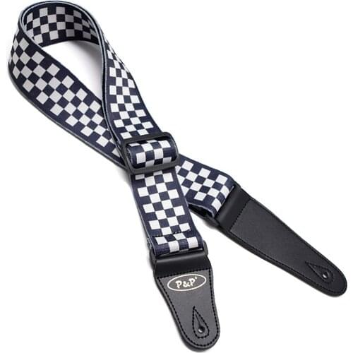 Black and White Grid Pattern Guitar Strap Electric Guitar Acoustic Guitar Folk Guitar Bass Strap