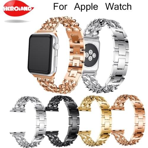 New Cowboy Chains Stainless Steel link Bracelet watch bands For Apple Watch Band 42 38 40 44mm Metal watchband for watch 4/3/2/1