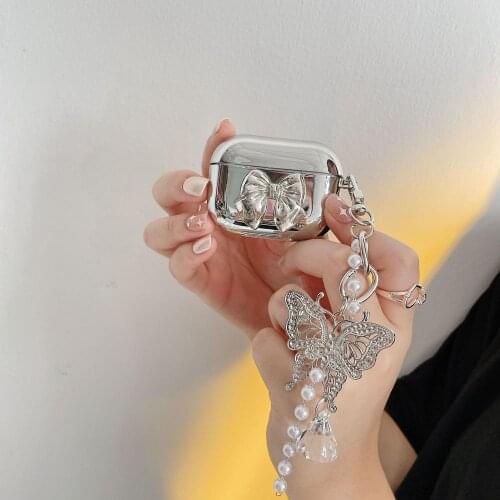 Silver Platingbracelet Keychain Chain Wireless Headset Bluetoothcase For Apple AirPods123Pro Wireless Earphone Cover Chaging Box