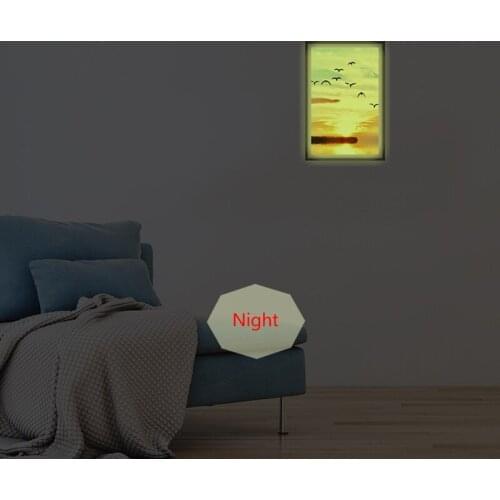Luminous Wall Stickers Sunset Seabird Art Living Room Bedroom Creative Decoration Self-adhesive Sticker Modern Household Decor