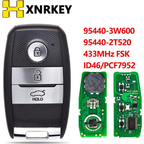 XNRKEY 3BTN Smart Card Remote Car Key 433Mhz For Kia Picanto Optima Sorento Sportage 2014 2015 2016 PCF7952 95440-2T520