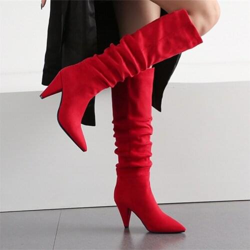 Large size 2019 new arrive Knee high Women Boots Black Brown flat heels half boots spring autumn shoes woman Knee-Length Boots