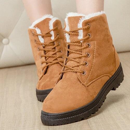 Women Shoes Retro Style Boots Female Women Shoes For Women Winter Boots 2020 Warm Fur Suede Lace-Up Botines Mujer Plus Size