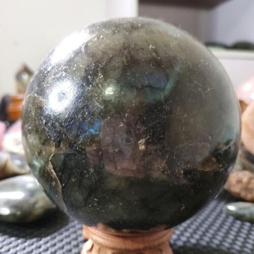 1.8kgs Large Natural labradorite sphere rock quartz crystal ball healing home decoration