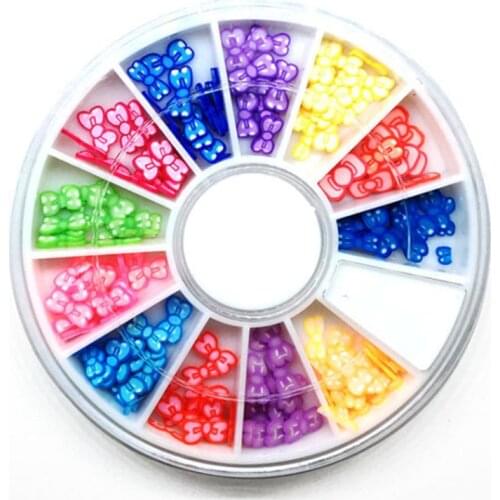 1 Wheel Bow Tie Nail Art Decorations Resin Slice Nail Accessoires Charm 3d Polymer Clay Manicure Kawaii Ornaments For Uv Gel DIY