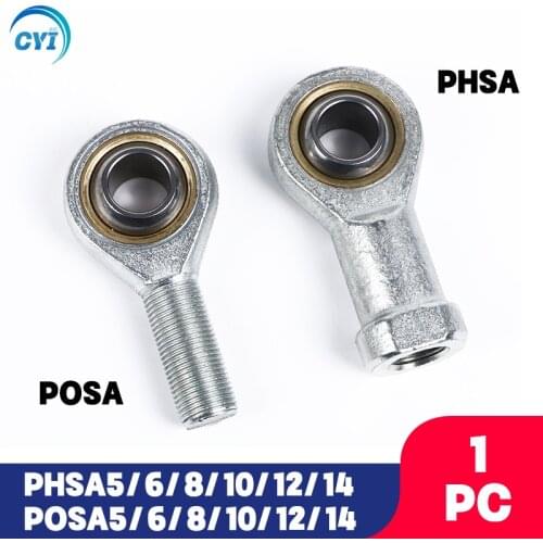 1PC Inner Hole 5mm/6mm/8mm/10mm/12mm/14mm Male/Female SA SI T/K POSA8 PHSA8 Ball Joint Metric Threaded Rod End Bearing