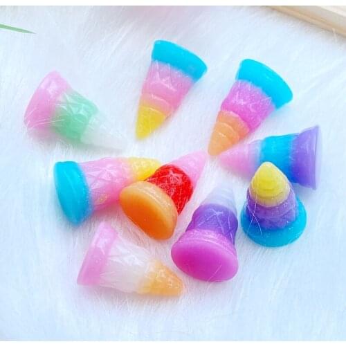 10Pcs New Resin Cute Mini Multicolor Unicorn/Sweet Cone Flatback Scrapbooking Hair Bow Center Embellishments DIY Accessories Q16
