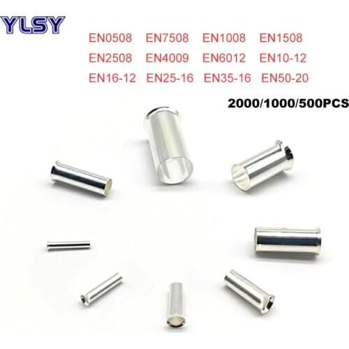 2000pcs Copper tube bare cord end terminals Electrical crimp naked terminal wire connector EN0508~EN2508 cable ferrules 22-14AWG