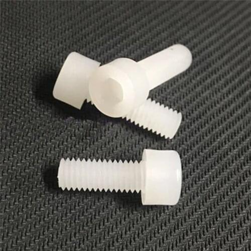 3pcs M6 PVDF inner hexagon Stigma head plastic screw Corrosion resistant bolt Strong acid and alkali resistance 12-50mm Length