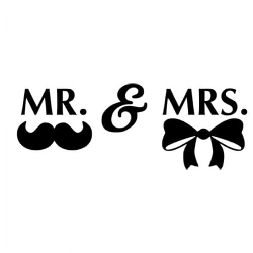 30x12cm Mr & Mrs Wedding Quote Decal Mr Mrs Wedding Car Sticker troops Patriot Russia Circle Waterproof Rear Windshield CL246