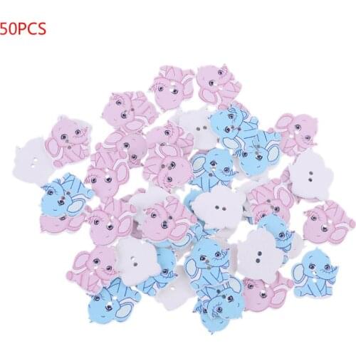 50Pcs Elephant Wooden Buttons 2 Holes Scrapbooking Crafts DIY Sewing Accessories