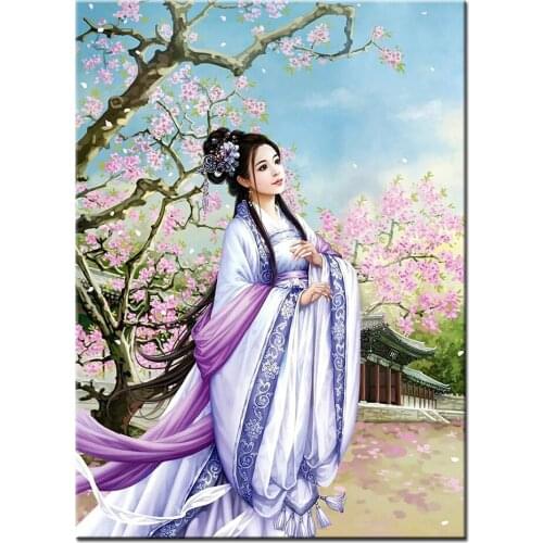 5D Diamond Painting Wall Art Ancient oriental Women Flower Painting diamond embroidery diy handmade Puzzle diamond A858