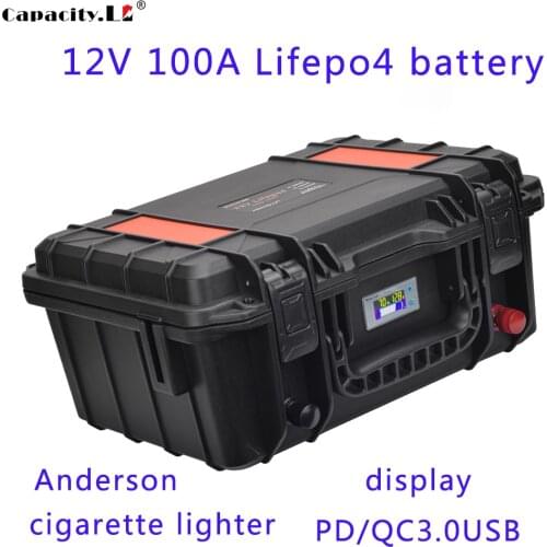 12V 150AH lifepo4 battery pack 100ah iron lithium waterproof rechargeable battery with PD BMS outdoor camping car motor inverter