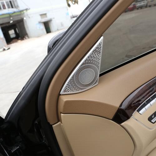 Aluminum Alloy A-pillar Speaker Net Cover For Mercedes-Benz S-Class 2008-2013 Silver Horn Protection Cover Car Accessories