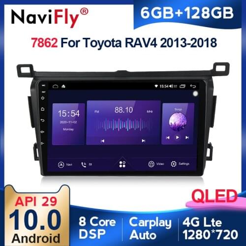 6G+128G 4G LTE DSP QLED Screen Carplay for Toyota RAV4 2013- 2015 2016 2017 2018 Car Multimedia GPS Navigation Radio Player 2din