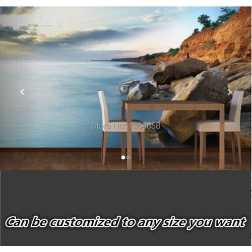 Free shipping custom 3D large mural living room sofa bedroom TV backdrop wallpaper corridor Rocky Shoreline Beach Wall Murals