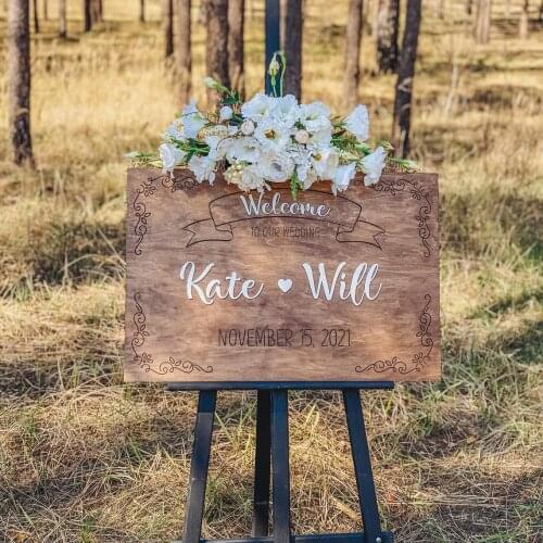 Custom Wedding Welcome Sign Wood,Wedding Decor,3D Wooden Sign,Romantic Wedding Welcome Sign,Lace Decor,Any Language