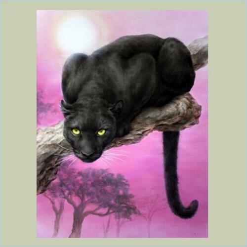 Diy Diamond Embroidery Full Rhinestone Mosaic Kit Home Decor Picture Of Rhinestones Needlework 3D Diamond Painting Black Leopard
