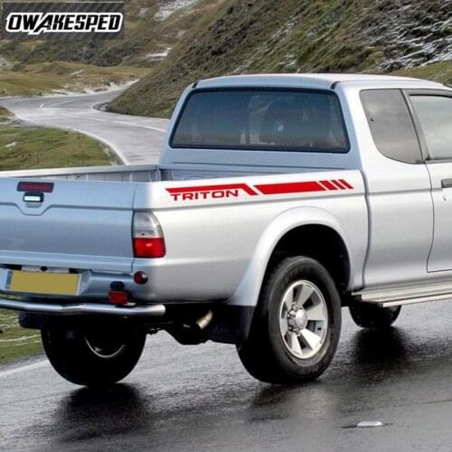 For-Mitsubishi L200 Pickup Trunk Decor Sticker Car Exterior Accessories Triton Racing Sport Stripes