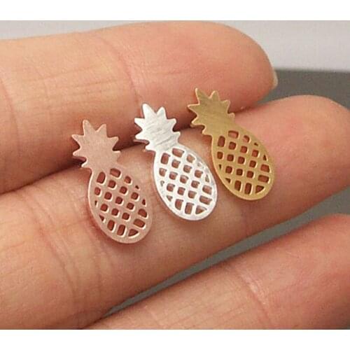Elegant Cute Fruit Stud Earrings Brushed Pineapple Stud Earrings Dainty Minimalist Post Earrings Gift Jewelry