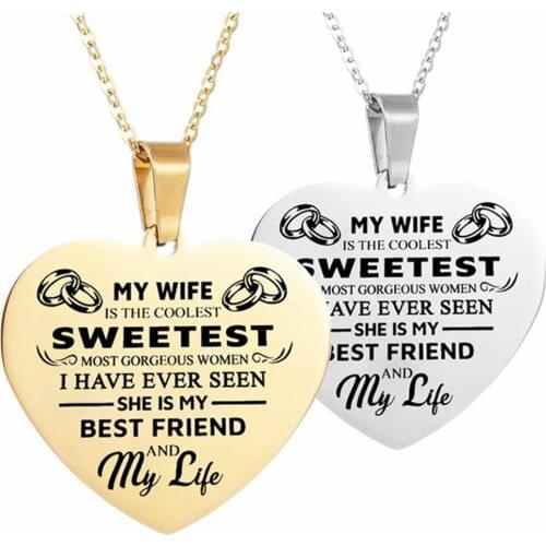 Heart Shaped Engraved Letters Necklace Pendant To Wife, Birthday/ Christmas Gift To Lover Fashion Jewelry