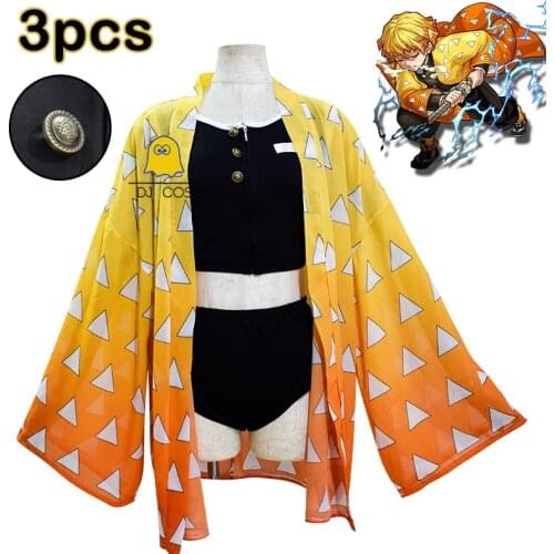 Anime Demon Slayer Agatsuma Zenitsu Swimming Suit Kimetsu No Yaiba Swimwear Bikini Bathing Swimsuit Cosplay Costume Summer Girls