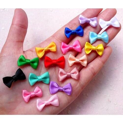 250pcs Mini Fabric Ribbon Bow Tie/Tiny Satin Bows 20mmx12mm/Mix)Hair Accessory Jewellery Making Wedding Favor Embellishment