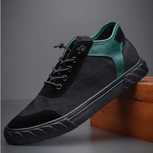 Fashion Canvas Shoes Lace-up Casual Men Flats Shoes Male Sneakers Zapato high top all black shoes A32-58