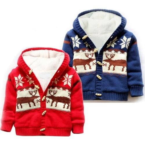 Fashion autumn winter baby sweaters children clothing boys / girls knitted sweaters kids hooded Christmas deer cardigan coat