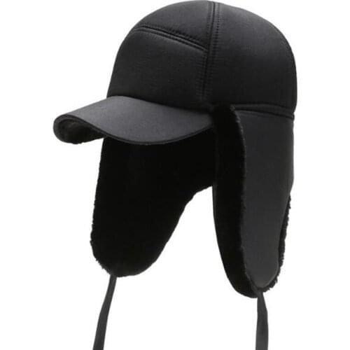 Middle-aged mens earmuffs hat winter warm thick velvet Bomber Hats for men windproof ski cap chapeau Dad anti-cold winter hat