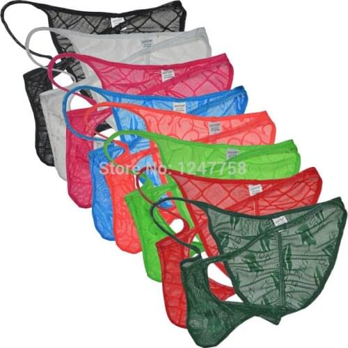 Men Transparent Low-waist Briefs See-through Jacquard Sexy Men Underwear Lace Bikini Briefs Ropa Interior Masculina