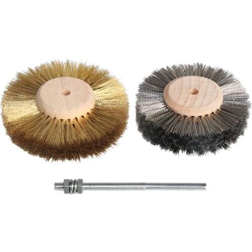 2pcs 80mm 4 Inch Stainless steel Brass Wire Wheel Brush Set for Drill shank 1/4" For wood metal polishing deburring cleaning
