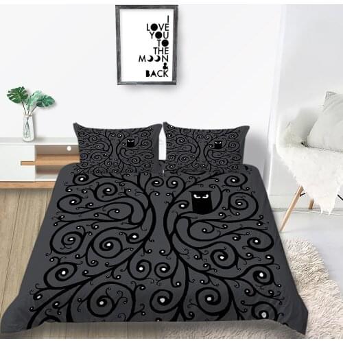 Owl Bedding Set Mysterious Pattern Soft King Size Duvet Cover Black Queen Creative Twin Full Single Double Unique Design Bed Set