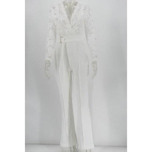 Fengtingfengting2021 New Womens Clothing Sexy Deep V Perspective Lace To Spell The Perfect Figure Trousers To Show You