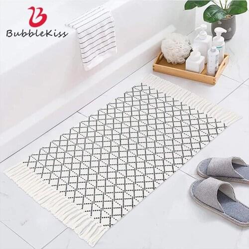 Bubble Kiss Cotton Linen Tassel Woven Carpets For Living Room Coffee Table Bedside Foot Mat Geometric Home Decoration Long Rugs